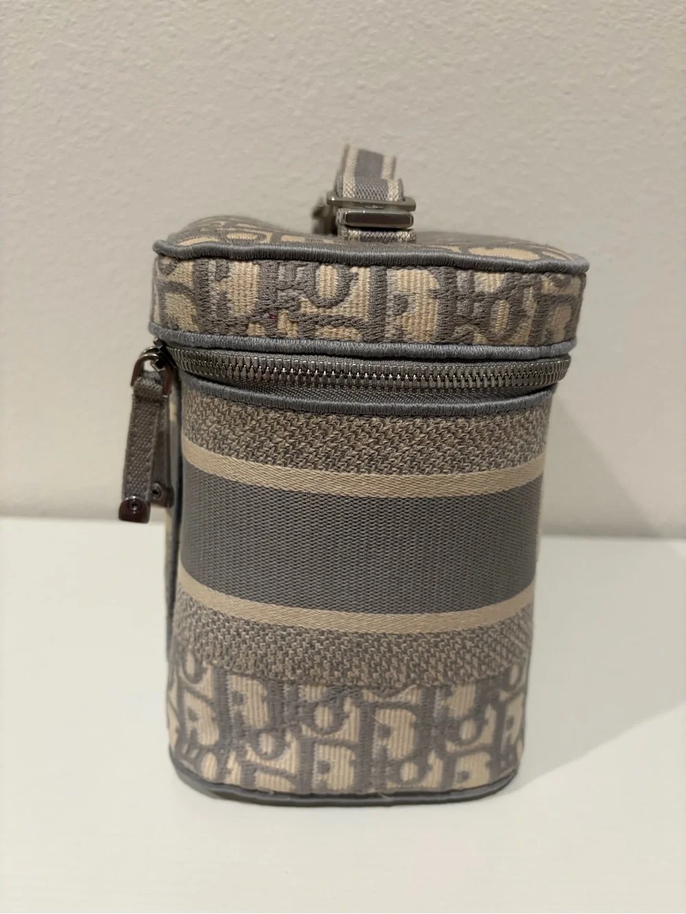 Dior Taupe & Gray Christian Dior Canvas Toiletry Case